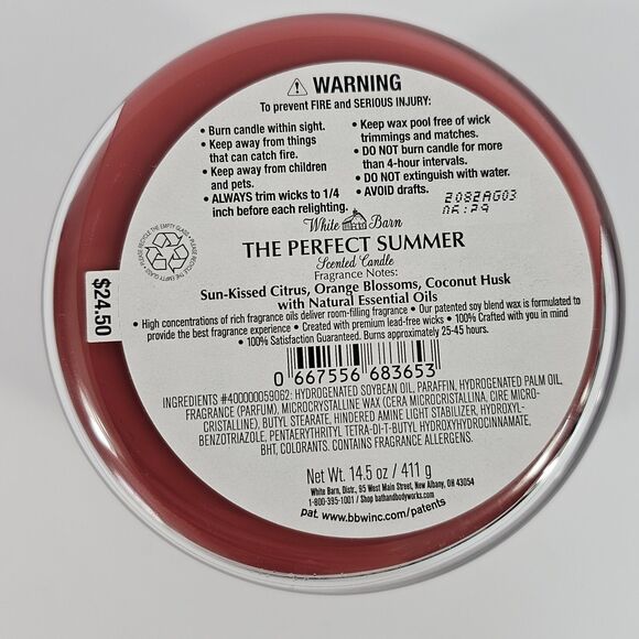 White Barn "The Perfect Summer" 3-Wick Scented Candle 14.5 oz Limited Edition - Picture 3 of 3